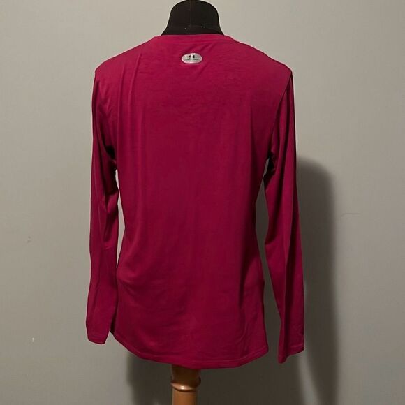 Under Armour Heatgear Women's Magenta Run Graphic Long Sleeve T-Shirt Top - Picture 4 of 6
